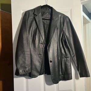 Jones New York Black Leather Blazer